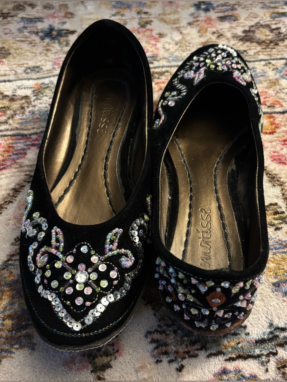 Matisse embellished black velvet ballerina flats